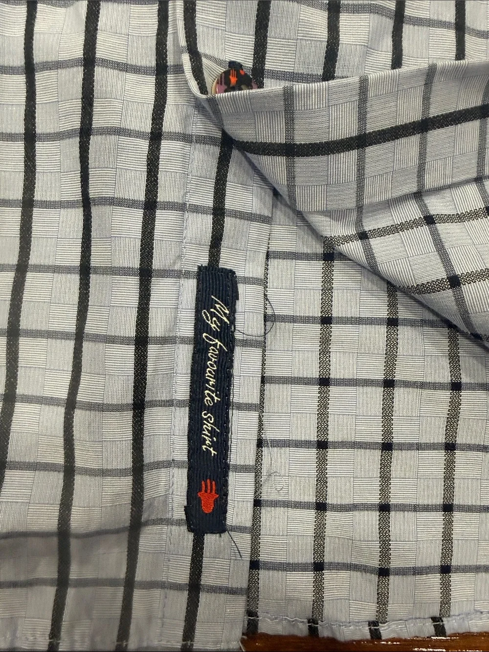 Boys Light Blue and Navy Windowpane Button-Down Shirt
